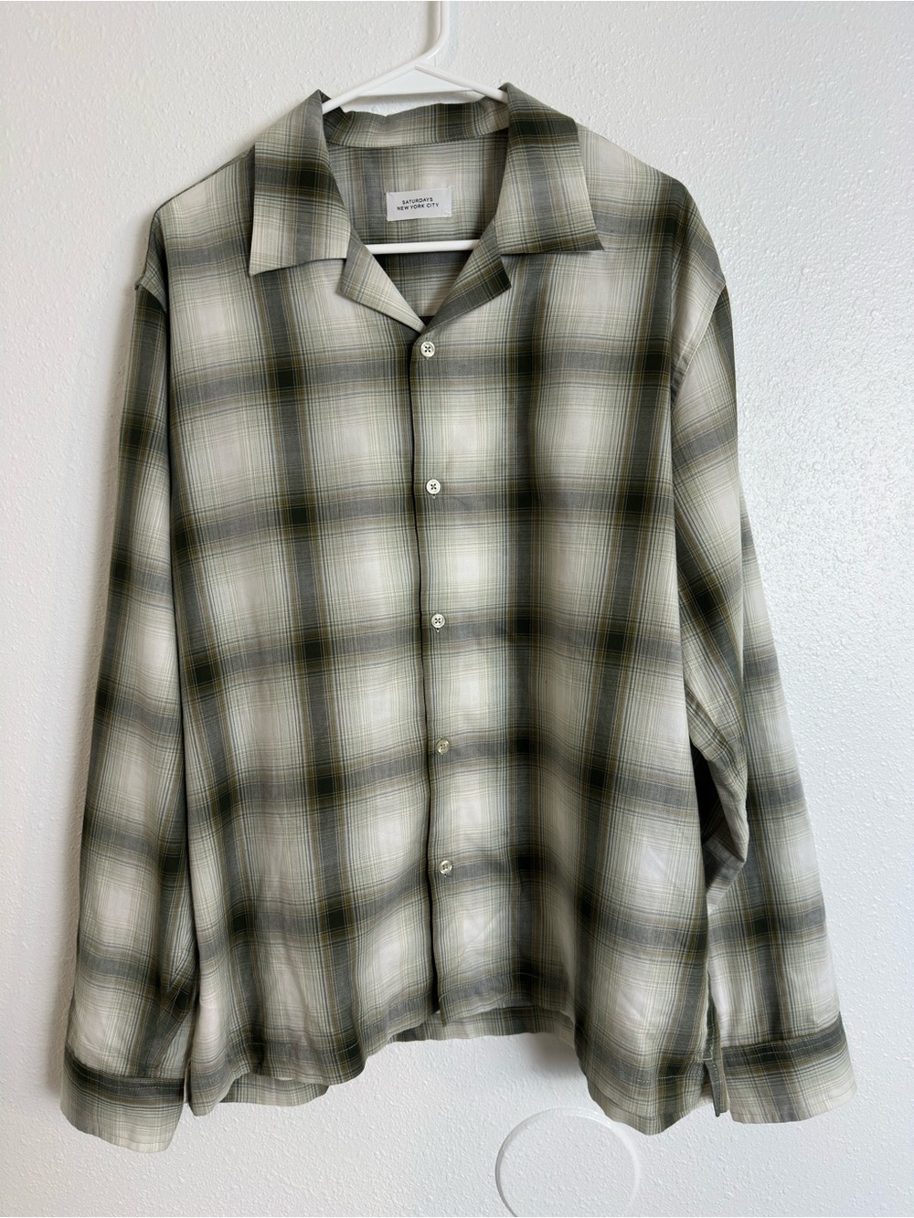 Saturdays New York men’s Marco plaid button up long sleeve - Picture 3 of 8